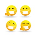 Set of Emoticons with Face Mask