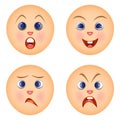 Set emoticons feeling emotions on faces. Royalty Free Stock Photo