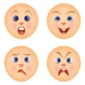 Set emoticons feeling emotions. Royalty Free Stock Photo