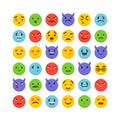 Set of emoticons. Flat design. Avatars. Cute emoji icons. Big co Royalty Free Stock Photo