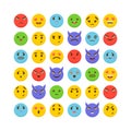 Set of emoticons. Flat design. Cute emoji icons. Avatars. Big co Royalty Free Stock Photo