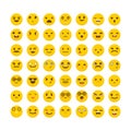 Set of emoticons. Funny cartoon faces. Cute emoji icons.