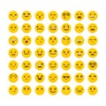 Set of emoticons. Funny cartoon faces. Cute emoji icons.