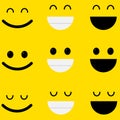 Set of emoticons line icons. Smile icons line art isolated on yellow background