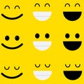 Fun Set of emoticons line icons. Smile icons line art isolated on yellow background