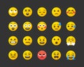Set of Emoticons. Set of negative Emoji. Smile icons isolated on white background. Vector illustration EPS 10 Royalty Free Stock Photo