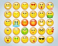 Set of Emoticons. Set of Emoji. Colorful Smiles set. Isolated illustrations.