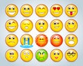 Set of Emoticons. Set of Emoji. Colorful Smiles set. Isolated vector illustrations.
