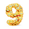 A set of emoticons shaped as nine number