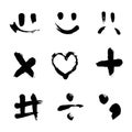 Set of emoticons and textured characters Royalty Free Stock Photo