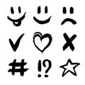 Set of Emoticons and Textured Characters Royalty Free Stock Photo