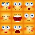 Set of emoticons yellow faces. Emoji characters icons vector illustration. Royalty Free Stock Photo