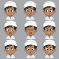 Set of emotion cute muslim boy Royalty Free Stock Photo