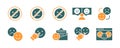 Set of emotion feedback colored icons. Testimonials, smile, upset, emotionless face, positive and negative emotions and