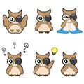 Set of emotion feeling cute owls vector cartoon designs