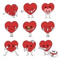 Set of emotion feeling hearts vector hand drawn design