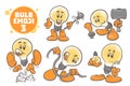 Set of emotional character cartoon lightbulb. On white background