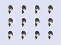 Set of emotional stickers head anime manga girl