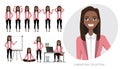 Set of emotions for black african american business woman. Royalty Free Stock Photo