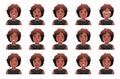 Set of emotions of a black African girl with the genetic disease Down Syndrome. Expression on the face of a sunny child