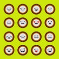 Set Emotions Coconut. Vector style smile icons.