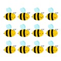 Set of emotions of cute bees in a flat style isolated on white background. Stock vector illustration for decoration and Royalty Free Stock Photo