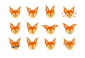 Set of emotions. Cute, happy, sad, amused, crying and other squirrel expressions. Vector illustration