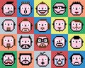 Set of emotions emoji face icons pixel retro vintage