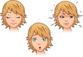 A set of emotions by a cute girl [calm, anger, surprise]. Vector illustration. Royalty Free Stock Photo