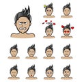 Set emotions male character. man emoji with various facial expressions. Vector illustration in cartoon style Royalty Free Stock Photo