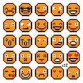 Set of emotions set of emoji smile icons smile pixel smile retro