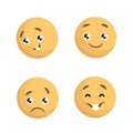 Set of Emotions. Smile icons isolated vector illustration on white background.