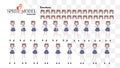 Set of emotions.Sprite full length character for game visual novel. Anime manga girl, Cartoon character in Japanese style.School