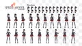 Set of emotions. Sprite full length character for game visual novel. Anime manga girl, Cartoon character in Japanese style. In a Royalty Free Stock Photo