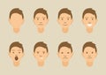 A set of emotions. 8 types of male faces.