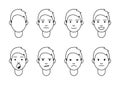 A set of emotions. 8 types of male faces.