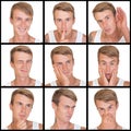 Set of emotions of young man