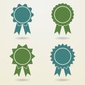 Set of empty badges with ribbons. Royalty Free Stock Photo