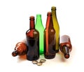 Set of empty beer bottles on  white background - Image Royalty Free Stock Photo