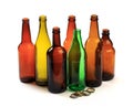 Set of empty beer bottles on  white background - Image Royalty Free Stock Photo