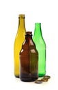 Set of empty beer bottles on  white background - Image Royalty Free Stock Photo