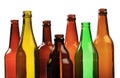 Set of empty beer bottles on  white background - Image Royalty Free Stock Photo