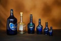 Set of an empty bottles of Antiquity blue premium whisky