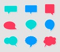 Set of empty bright speech bubbles. Different shapes stickers with shadows Royalty Free Stock Photo