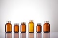 Set of empty brown glass medicine bottles Royalty Free Stock Photo
