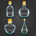 Set with empty different bottle elixir