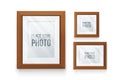 Set of empty frames wood in various format.Realistic wood,transparent glass,3D element .Design Template For Mock Up Royalty Free Stock Photo