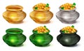 Set of empty and full pot of gold symbol holiday patrick day