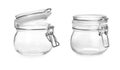 Set with empty glass jars on background Royalty Free Stock Photo