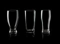 Set Of Empty Glass Of Water Isolated On Black Background